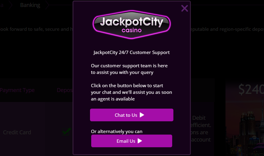 Jackpot City Customer Support